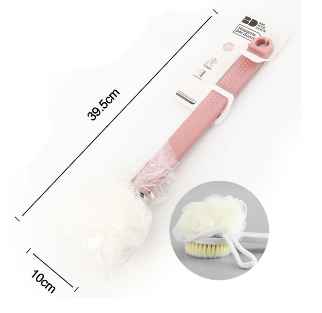 Spazzola per Doccia 2 in 1 con Manico Lungo - Rosa 39.5x10 cm