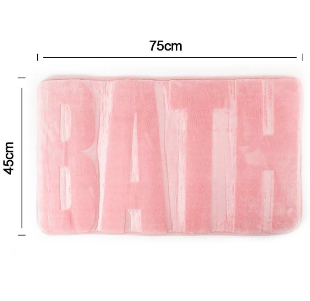 Tappeto Bagno Rosa con Scritta BATH - 75x45 cm