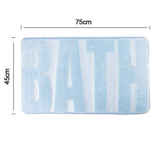 Tappeto da Bagno 75x45cm Azzurro - Scritta BATH