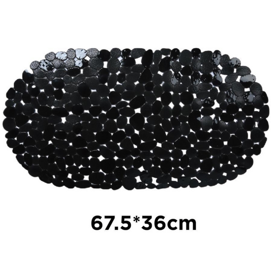Tappetino Doccia Effetto Pietre Nero 67.5x36cm