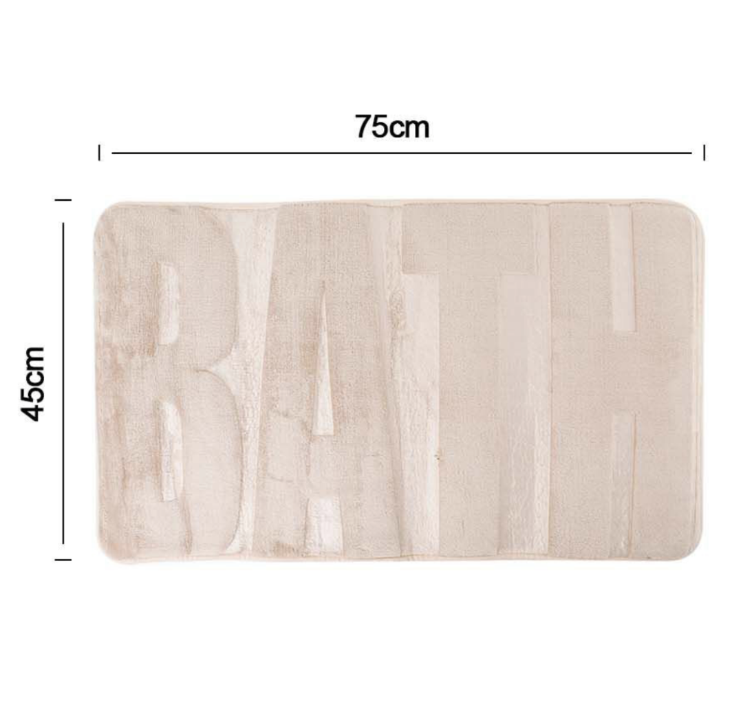 Tappeto Bagno Beige con Scritta BATH 75x45cm