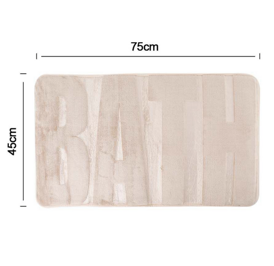 Tappeto Bagno Beige con Scritta BATH 75x45cm