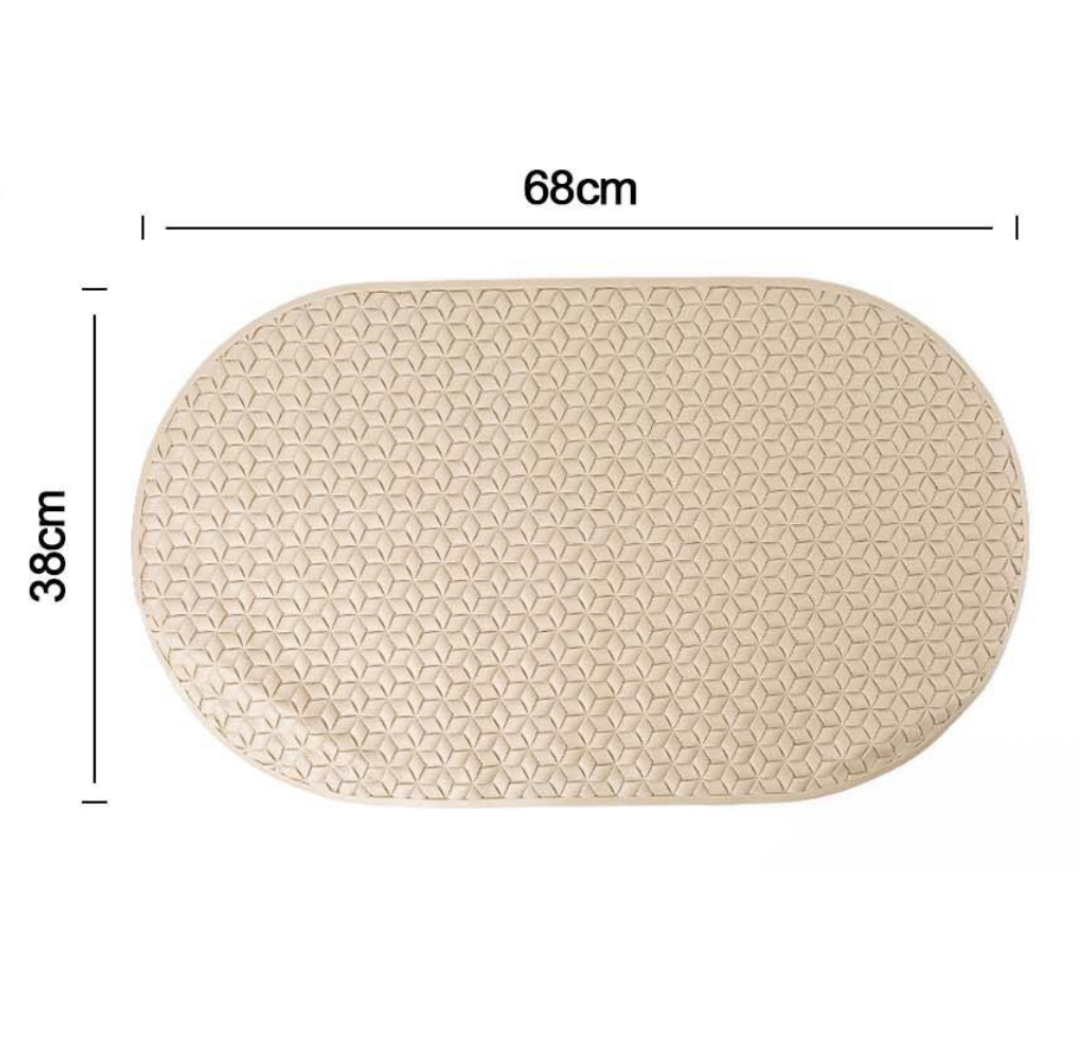 Tappetino Doccia Ovale Beige Antiscivolo 68x38cm