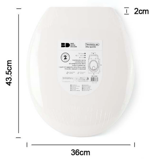 Copriwater Universale Bianco 43,5x36cm - Chiusura Standard e Forma Compatibile