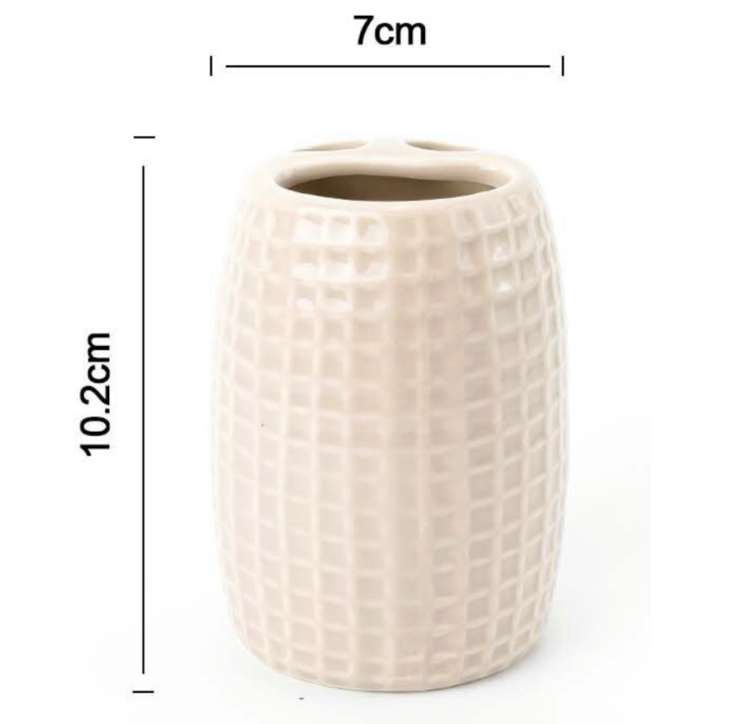 Portaspazzolini in Ceramica Beige – 7x10.2cm