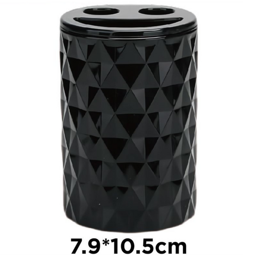 Portaspazzolini Nero Lucido con Effetto Diamante – 7.9x10.5cm