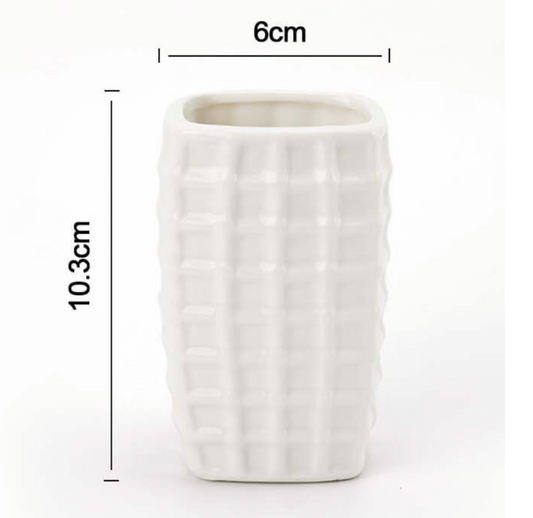 Portaspazzolino in Ceramica Griglia Bianco – Ø7x10.2cm