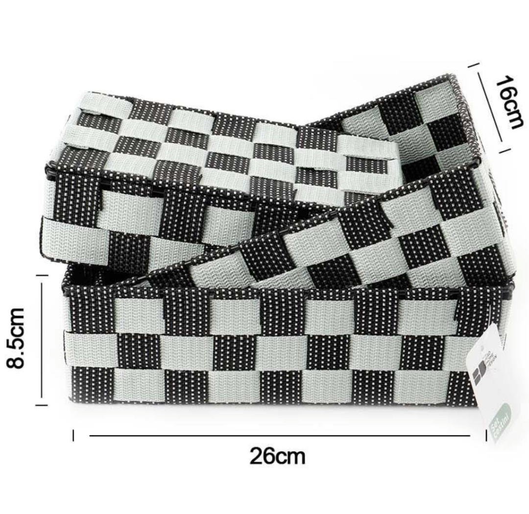 Set Cestini Intrecciati Verde e Nero 26x16x8.5 cm