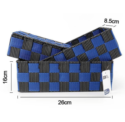 Set Cestini Intrecciati Blu 26x16x8.5 cm