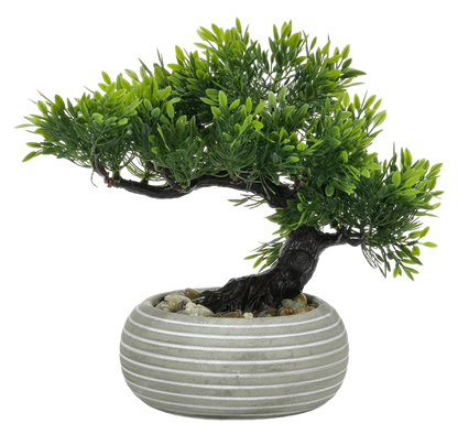 Bonsai Artificiale Decorativo H23 cm con Vaso in Ceramica – 3 Modelli Disponibili