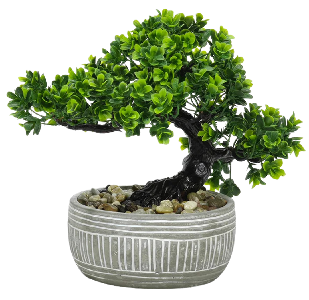 Bonsai Artificiale Decorativo H23 cm con Vaso in Ceramica – 3 Modelli Disponibili