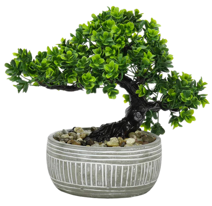 Bonsai Artificiale Decorativo H23 cm con Vaso in Ceramica – 3 Modelli Disponibili