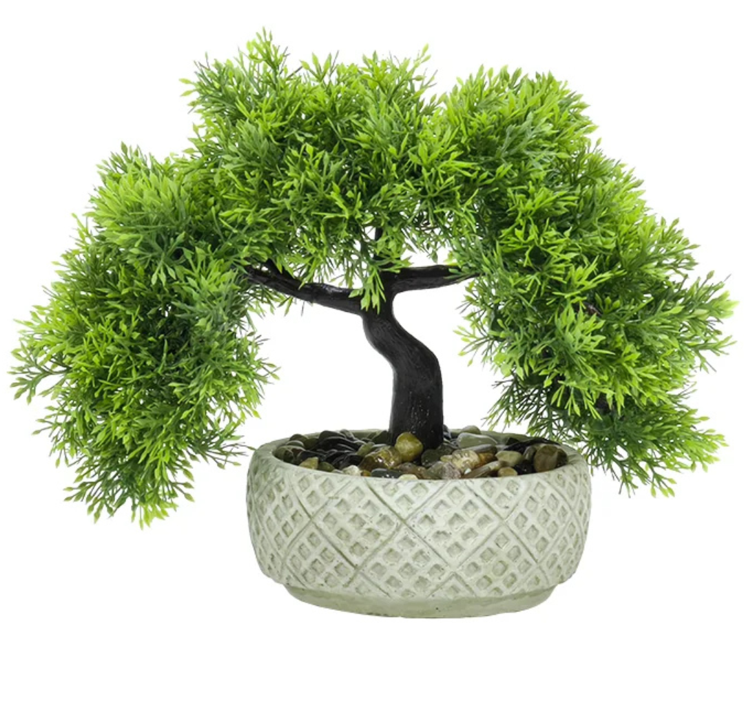 Bonsai Artificiale Decorativo H23 cm con Vaso in Ceramica – 3 Modelli Disponibili