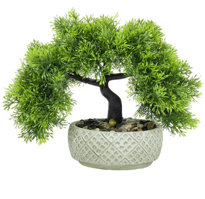 Bonsai Artificiale Decorativo H23 cm con Vaso in Ceramica – 3 Modelli Disponibili
