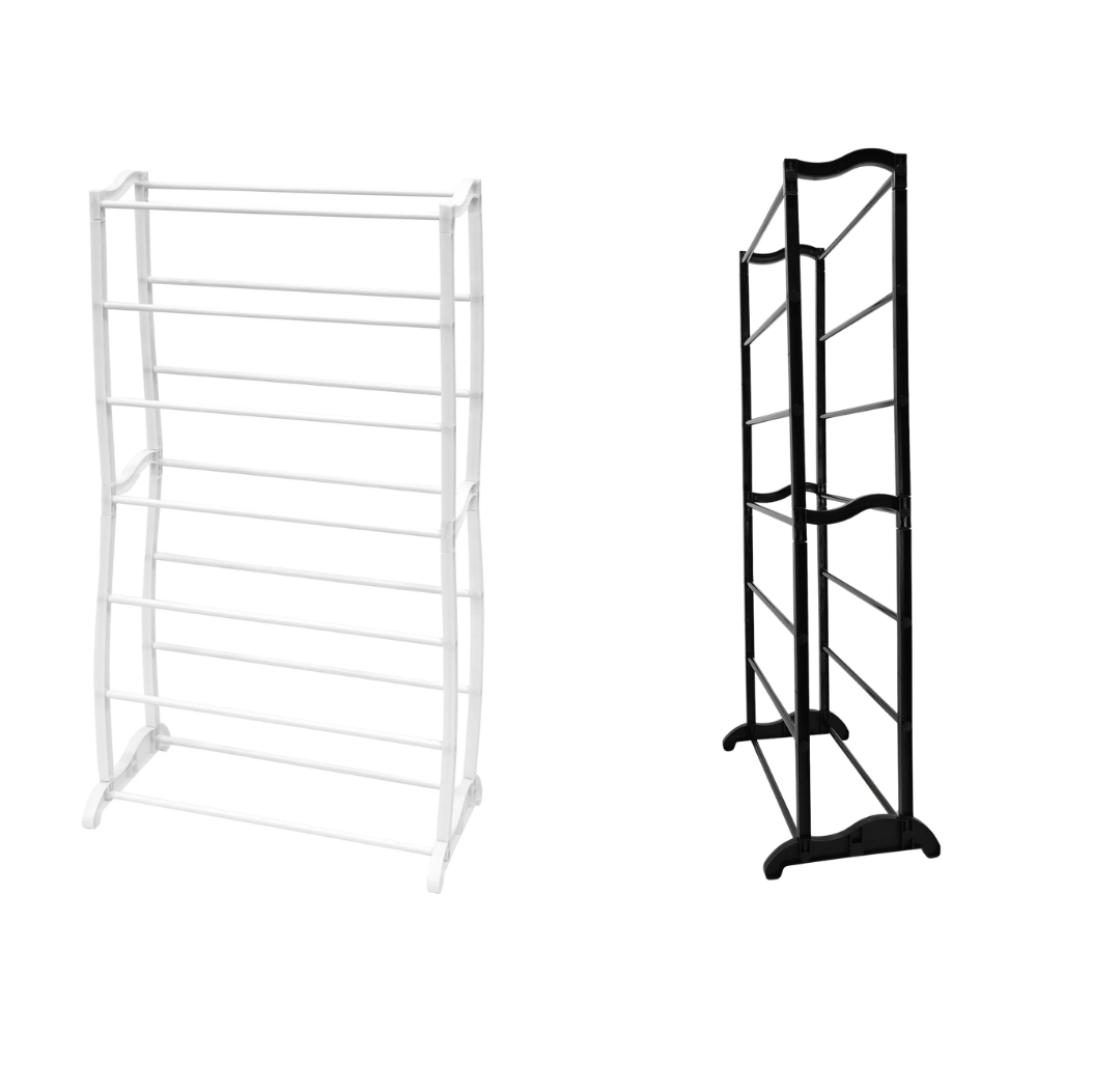Scarpiera Salvaspazio a 7 Ripiani – 14 Paia, Impilabile, 95x50x16 cm – Bianco o Nero