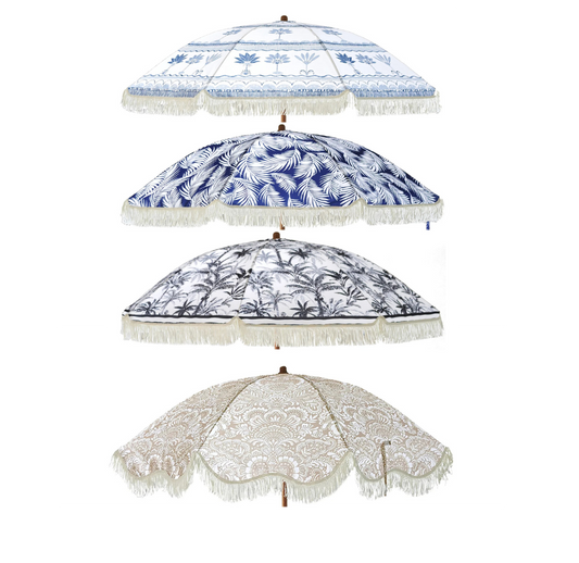 Ombrellone da Mare Vintage con Frange – 200 cm Decorato – Elegante e Regolabile