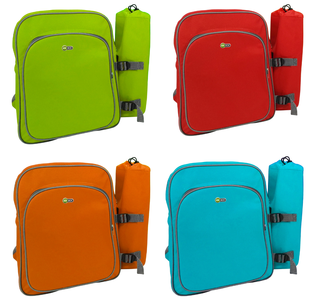Zaino Termico con Portabottiglia – Borsa Frigo da Spiaggia 12+1,5L in Poliestere – Colori Assortiti