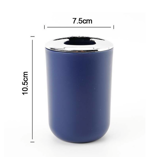 Portaspazzolini Blu Navy con Coperchio Lucido - 10.5x7.5 cm