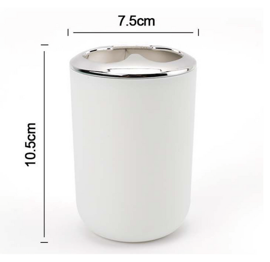 Portaspazzolini Bianco Elegante con Coperchio Lucido - 10.5x7.5 cm