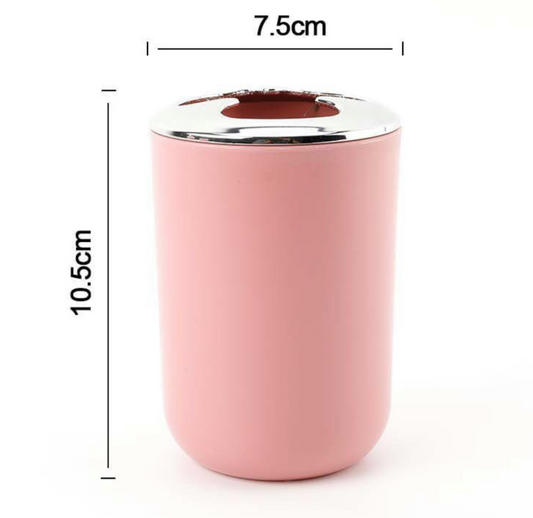 Portaspazzolini in Plastica Rosa Opaco con Dettagli Cromati - 10.5x7.5 cm