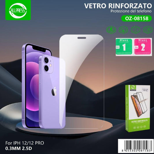 Protezione Schermo in Vetro Temperato 0.3mm per iPhone 12/12 PRO