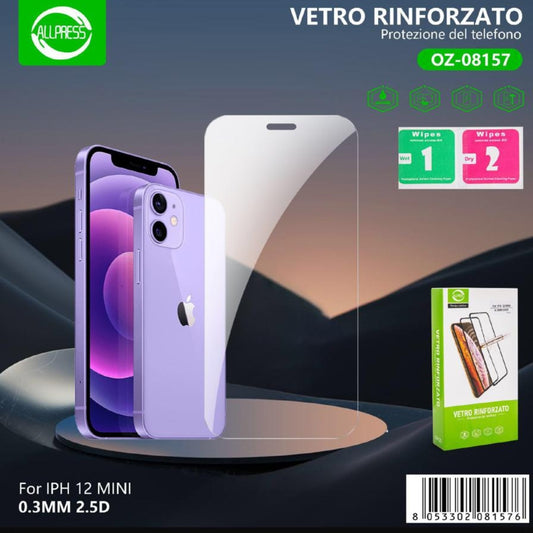 Pellicola in Vetro Temperato Trasparente 0.3mm per iPhone 12 Mini