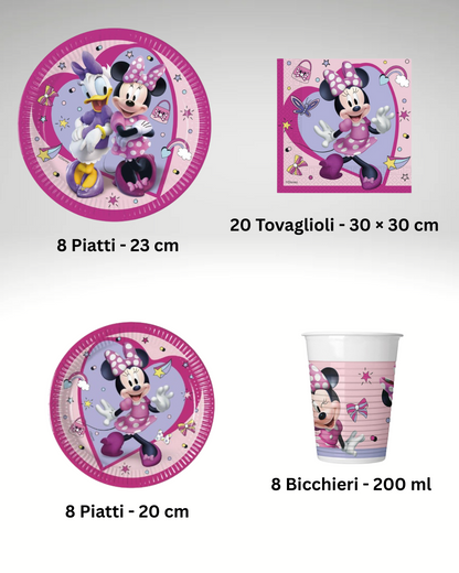 Set Festa Minnie e Paperina – Piatti, Bicchieri e Tovaglioli (Disney, Rosa e Viola)