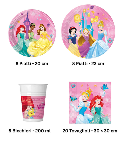 Set Festa Principesse Disney – Piatti, Bicchieri e Tovaglioli