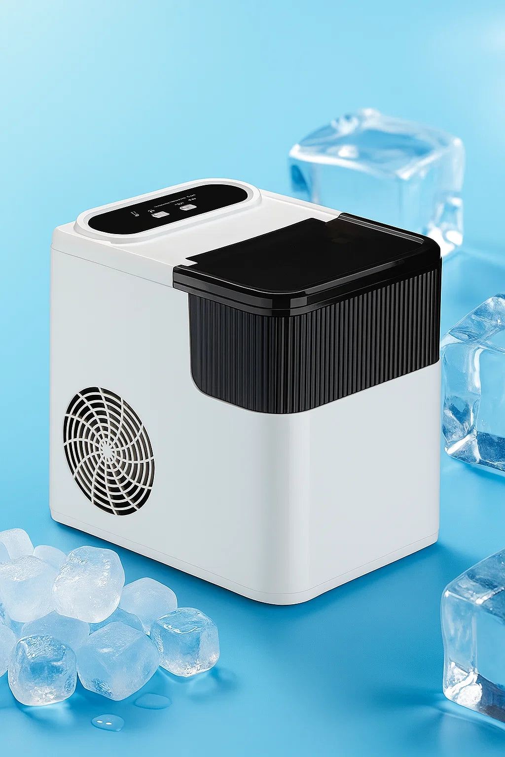Macchina per Ghiaccio Automatica 12 kg/24h – Cubetti Trasparenti Bullet, 500 g Cestello Removibile, 165 W