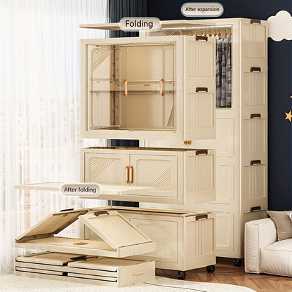 Armadio Pieghevole con Ruote Salvaspazio 172 cm – Guardaroba Mobile Compatto con Ante