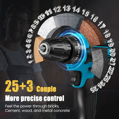Trapano Avvitatore Elettrico 48V con Batteria 2.0Ah | Coppia 100N.m | Velocità Variabile