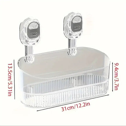 Set 2 Mensole Bagno con Ventosa – Piccola e Grande, Trasparenti