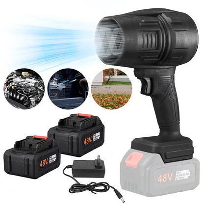 Soffiatore Portatile 48V con 2 Batterie e Caricatore – Mini Blower Potente per Foglie, Auto, Polvere e Lavori Domestici