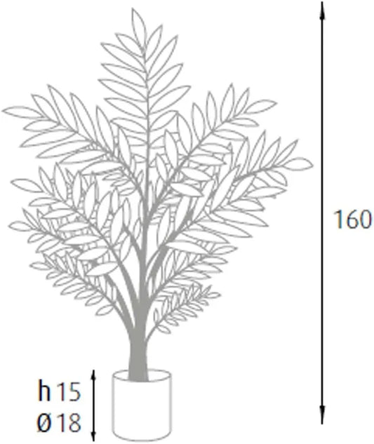Pianta Artificiale Palma 160 cm con Vaso Bianco – Foglie Realistiche in PE, Design Tropicale