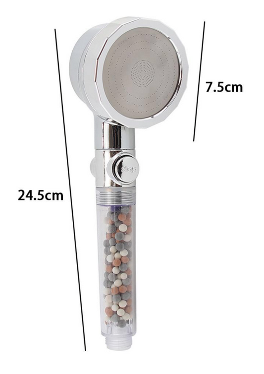 Doccetta Cromata Esagonale con Sfere 24,5x7,5 cm – Design e Funzione Filtrante