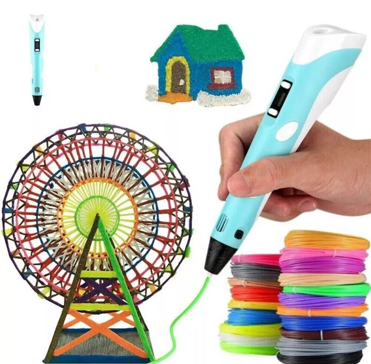 Penna 3D Professionale con Display LED, Controllo Temperatura, Filamento 1.75mm – Ideale per Bambini e Creativi