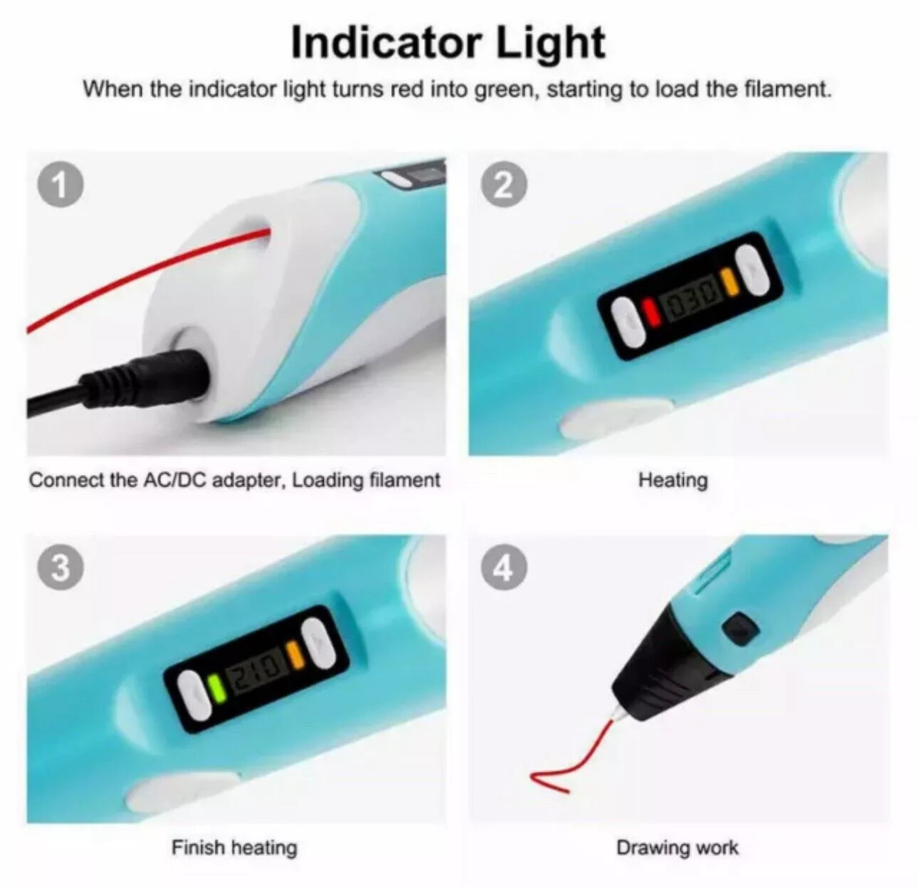 Penna 3D Professionale con Display LED, Controllo Temperatura, Filamento 1.75mm – Ideale per Bambini e Creativi
