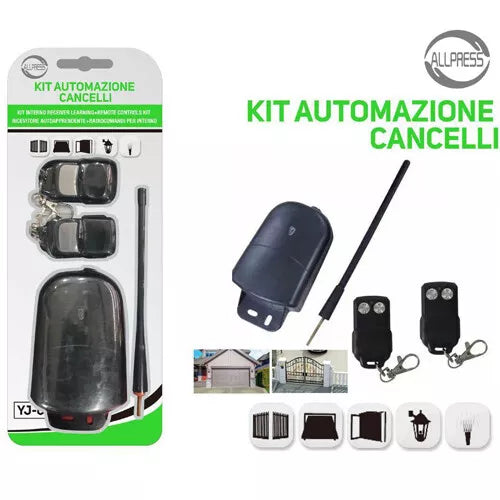 Kit Automazione Cancelli con Telecomandi – 433 MHz Universale per Cancelli Scorrevoli e Basculanti